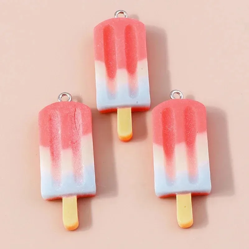10Pcs Candy Color Kawaii Cartoon Ice Cream Popsicle Resin Charms Pendants DIY Accessories for Bracelet Necklace Jewelry Making view 3