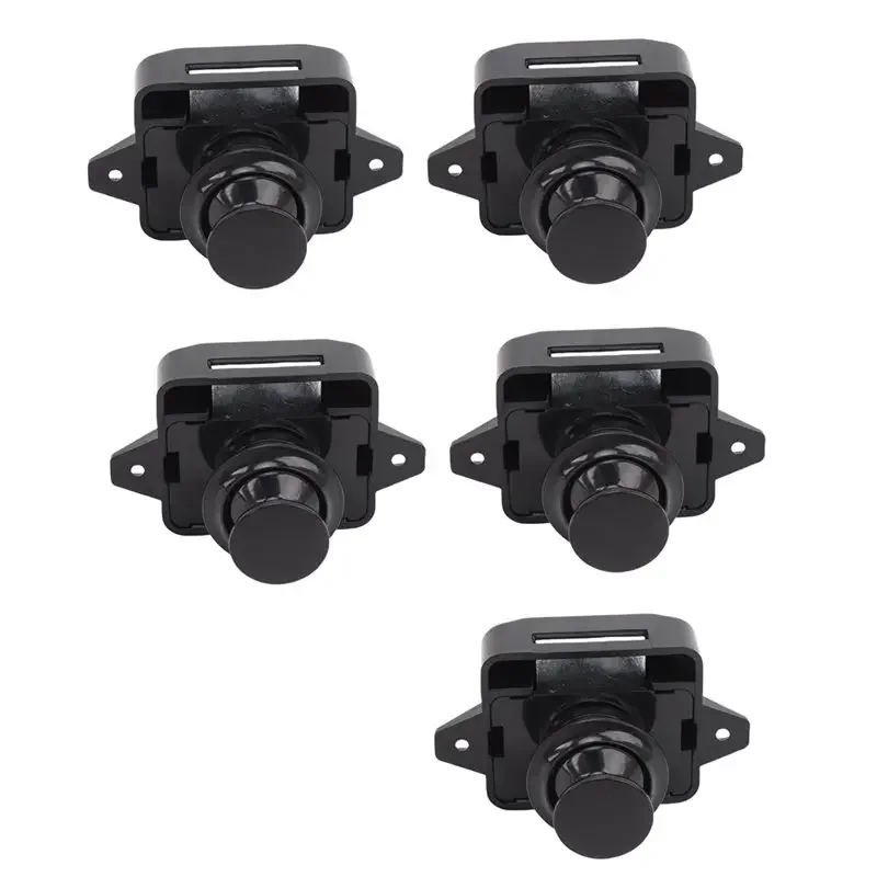 Latest-For RV Motorhome Cabinet Door Push Button Latches Lock Set- 5Pcs Set Zinc Alloy Material