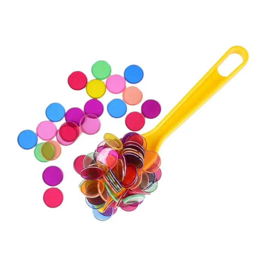 Magnetic Bingo Wand& 100 Metal Bingo Chips, 5 Colors Large Group Game, Counting Color Sorting Sensory Educational Science Tool