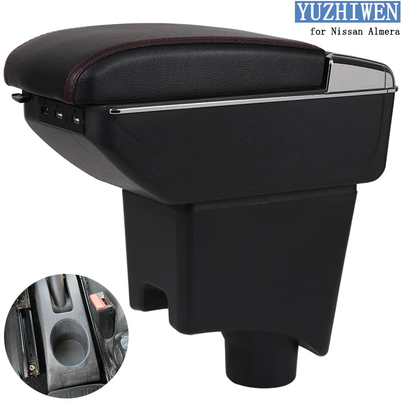 

For Nissan Almera Centre Console Armrest Storage box With 7 USB Charging Ports Car accessories Retrofit parts Interior details