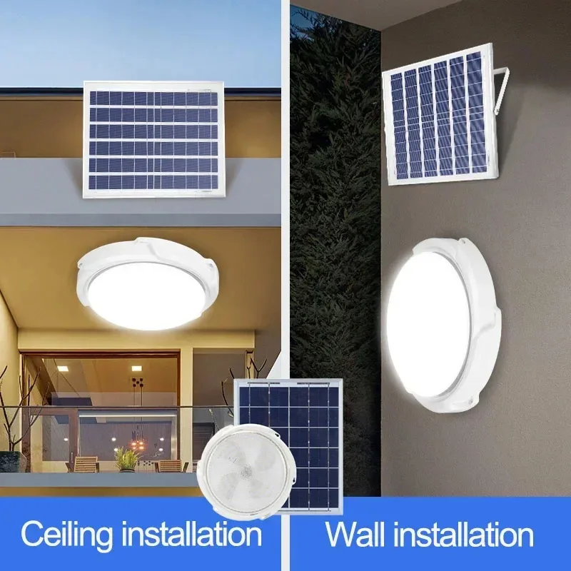 LED Solar Ceiling Light 25/40/60/80/100W  Solar Lamp Outdoor Waterproof Remote Control for Garden Hallway Indoor Living Room