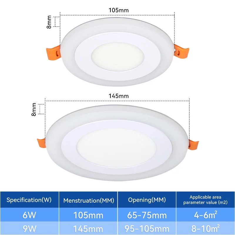 Two-Color Ceiling Lamp LED Dimmable Recessed Downlight Home Appliances Kitchen Hallway Bedroom Ceiling Panel Lamp Led 110V/220V