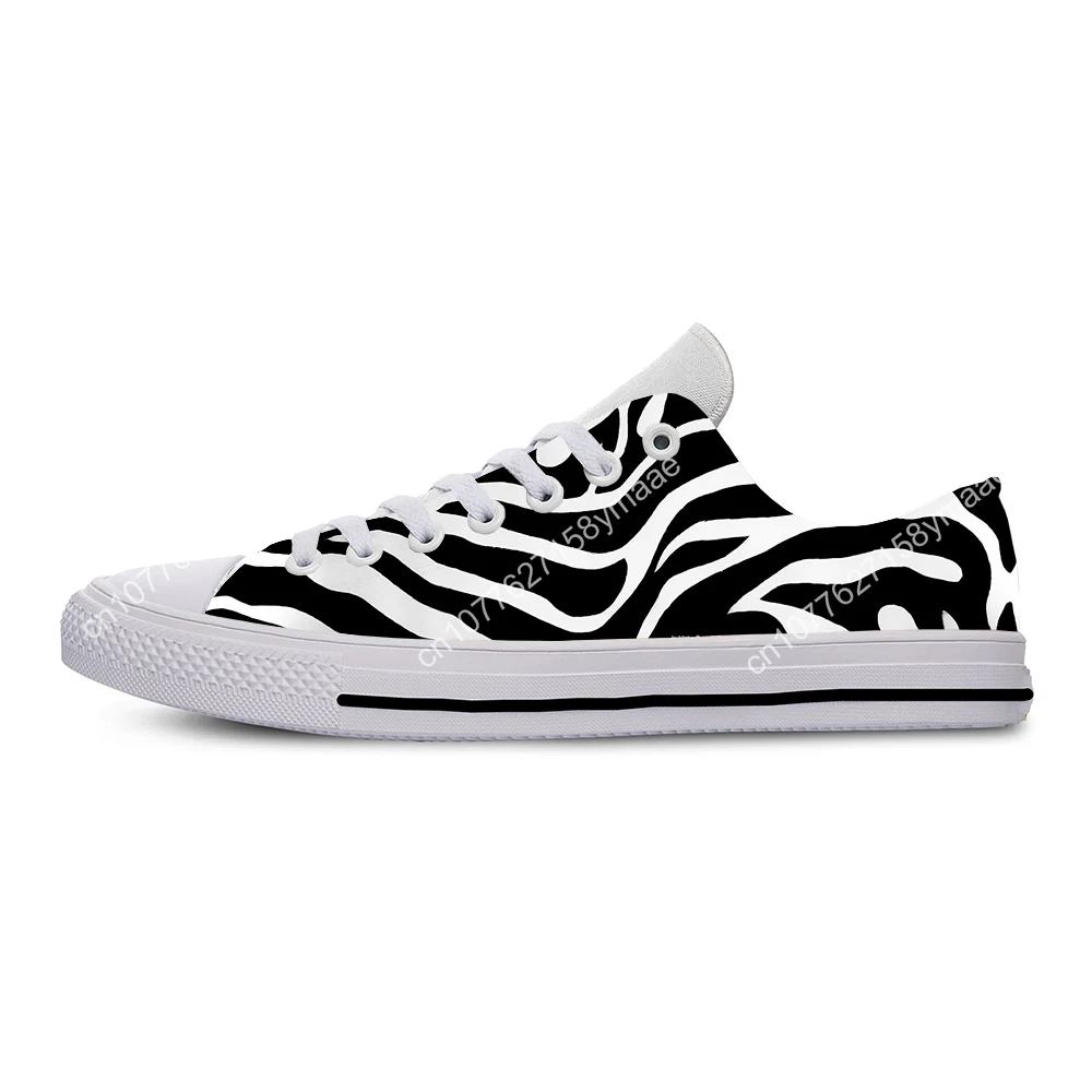 Summer Zebra Print Stripe Cute Funny Casual Shoes Low Top Latest Board Shoes Lightweight Breathable Female Men Women Sneakers