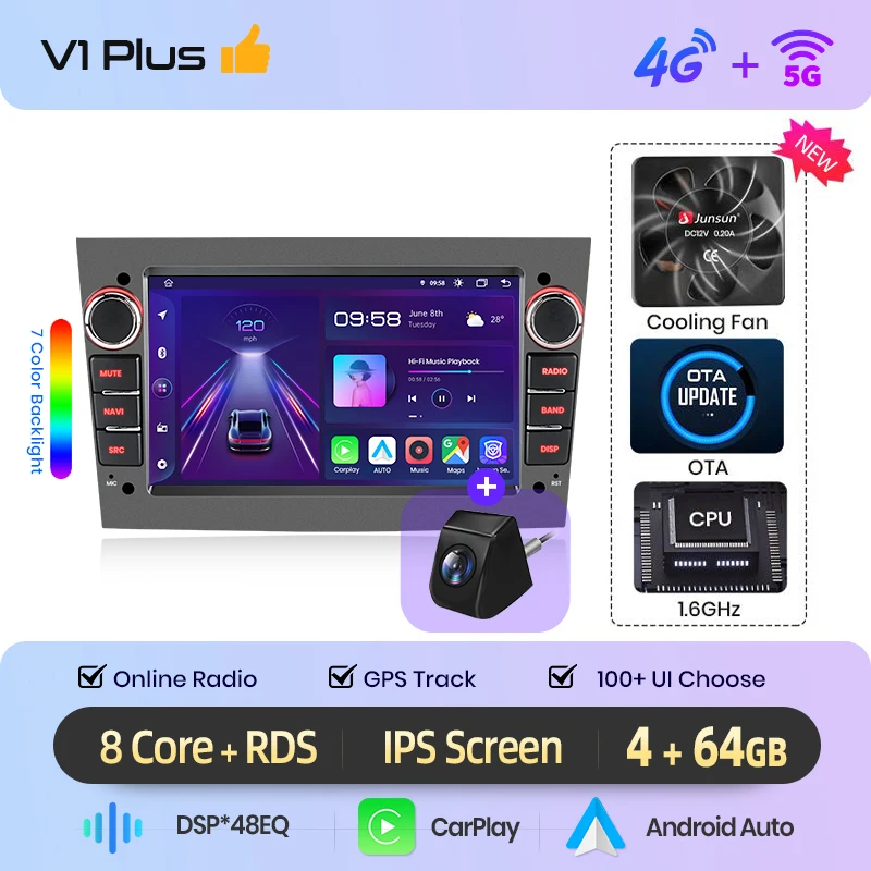 Junsun 7 inch Android autoradio voor Opel Astra H G J Zafira B Corsa C D Antara Vectra Vivaro CarPlay Auto IPS scherm stereo multimediaspeler automotive slimme intelligente systemen 2 Din autoradio