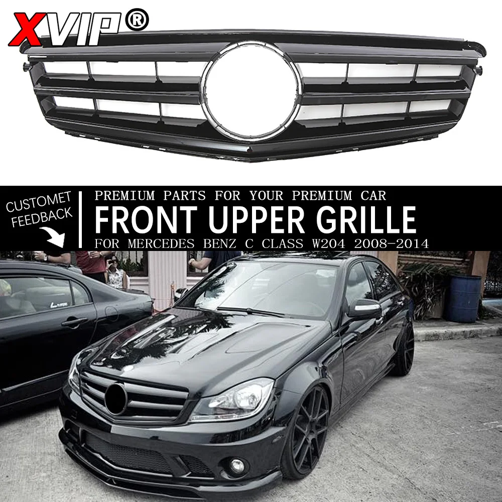 

XVIP полностью глянцевая черная гоночная решетка в спортивном стиле, решетка бампера для Mercedes Benz C-Class W204 2008-2014 C180 C230 C250 C280 C300