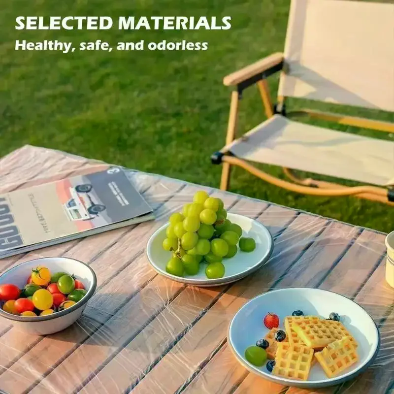 10Pcs/set Plastic Disposable Tablecloth Elastic Edged Oil-Proof Table Cover Eco-Friendly Waterproof Table Protector