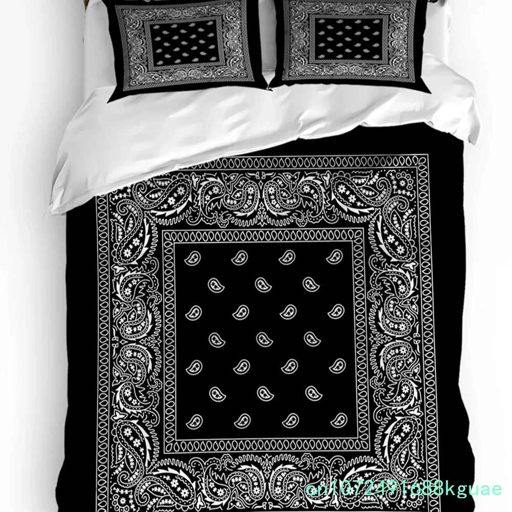 Bandana Paisley Black White Duvet Cover Bed Bedding Set Double Home Textile Quilt Cover Pillowcases Bedroom Bedding Set No Sheet