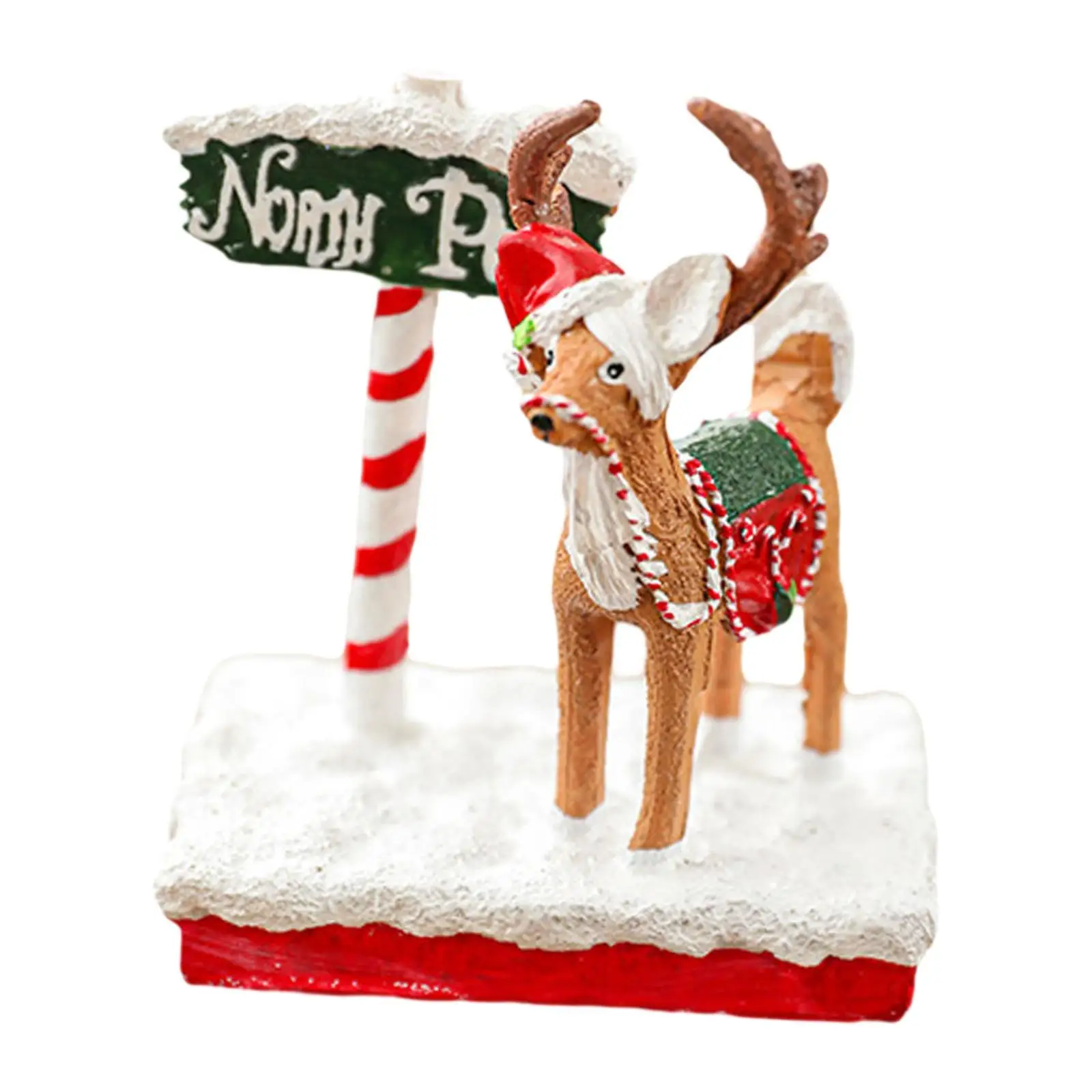 Christmas Resin Elk Figurine Adorable Accents Cabinet Bathroom Lovely Decorative Mantle Living Room Snow Road Sign Sculpture