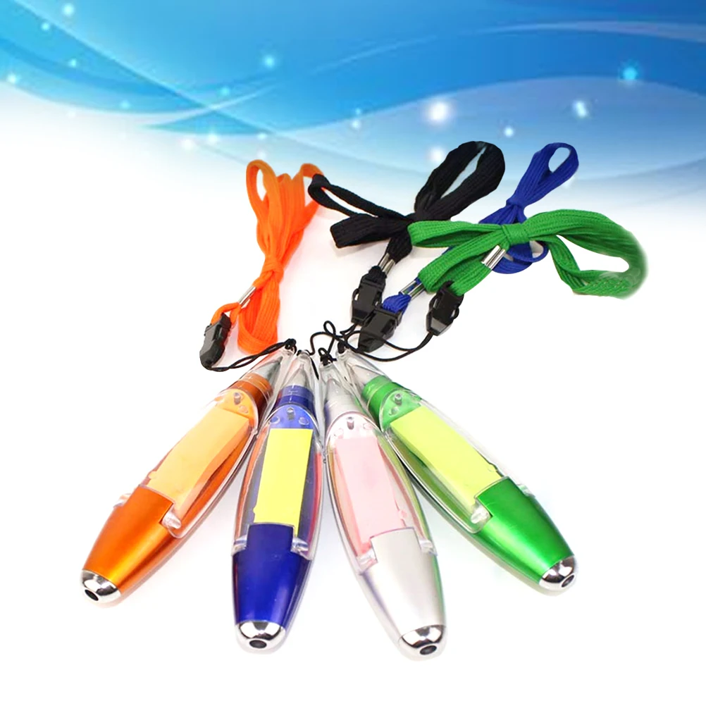 

4Pcs Compact Led Light Ballpoint Pen With Lanyard And Note Ideal Gift For Students Colleagues Novelty Stationery School Supplies