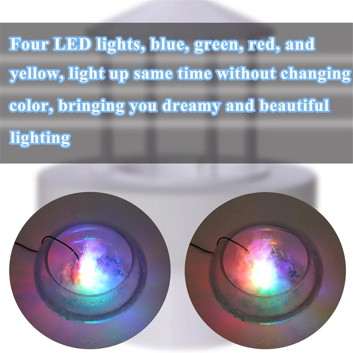 ABKB Mist Maker, flotador protector contra salpicaduras, puerto USB, luces LED de 4 colores, mini máquina de niebla Mister, atomizador nebulizador de agua para fuente, blanco