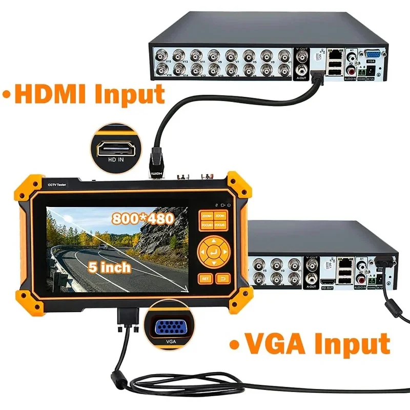 HD 3100/3200 CCTV Tester 5 Inch Mini Monitor HD Coaxial 8MP AHD VGA HDMI SDI Camera Tester Monitor Security Protection