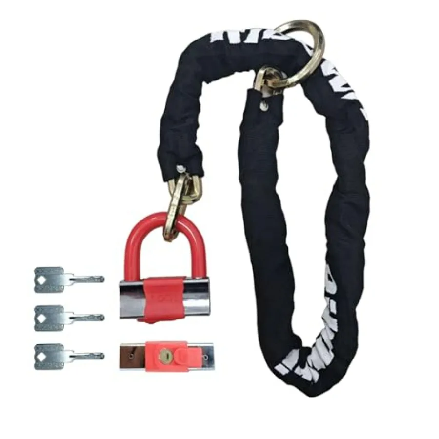 Heavy Duty Motorcycle Chain Lock 10ft 10mm Thick Cut Resistant Security Chain with 16mm U-Lock 3 Keys Anti Theft Bike Lock for