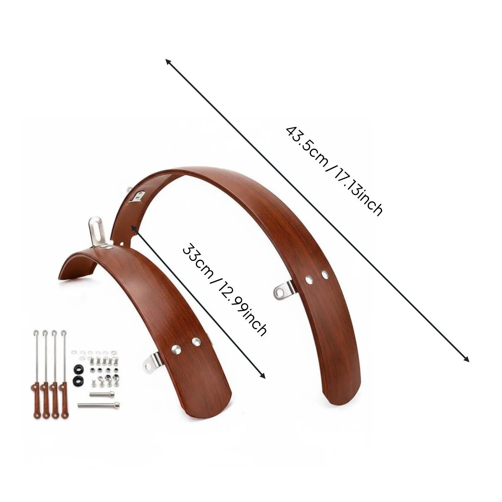 Full Coverage Folding Bike Mudguard Adjustable cycle Mudguard Set Lightweight Wood Grain Bike Front and Rear Fenders