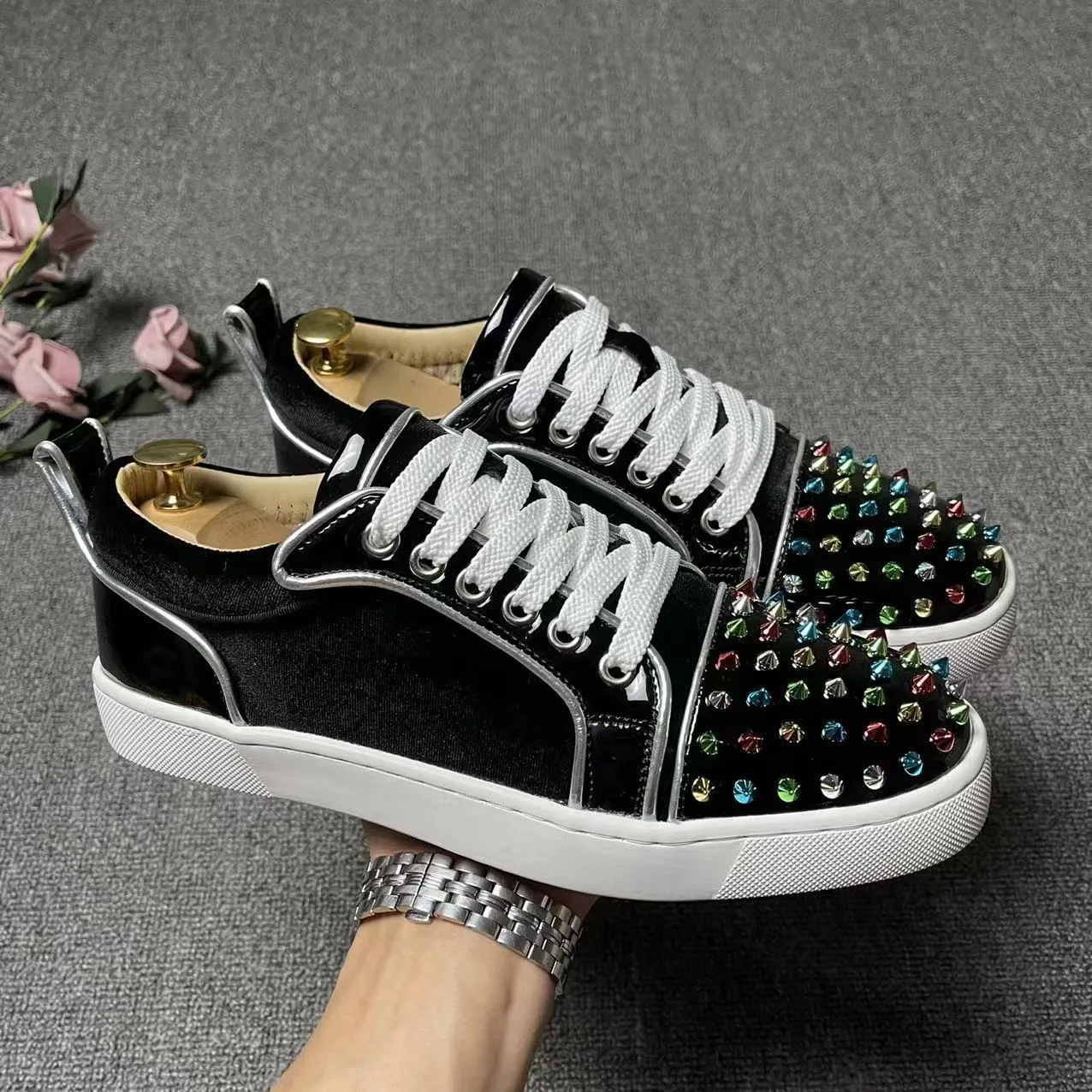 Original Shoes Brand Luxury Men's Shoes Casual Sneakers For Man Designer Riveted Punk Skateboard Fashion Hip-hop Trainers Flats