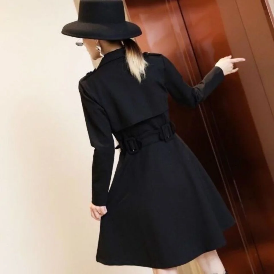 

Brown Trench Women'S Coat Epaulets Patterned Badge Cord Strapping Friendly Cloth Gray Yellow Black Spring Autumn Winter