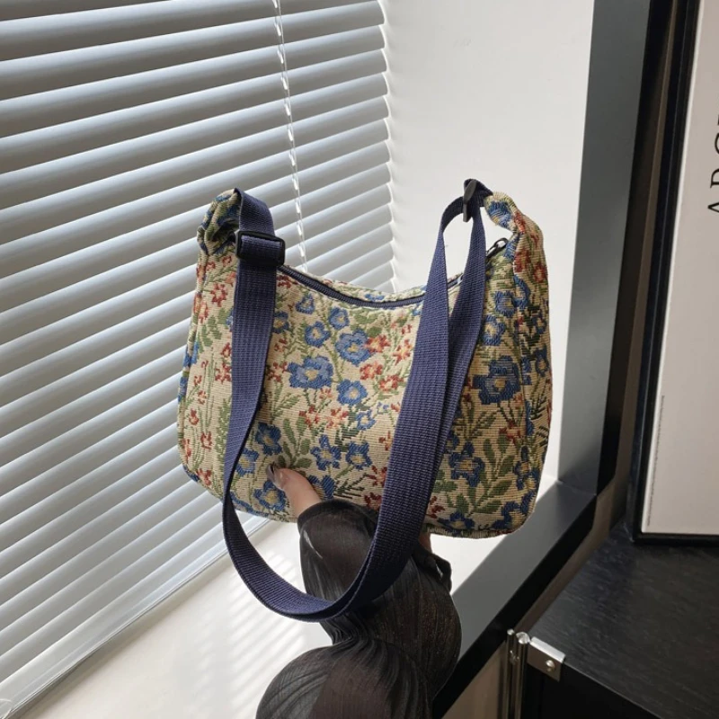 

Простая сумка через плечо большой вместимости в стиле ретро, модная сумка через плечо с принтом, универсальные женские сумки в студенческом стиле