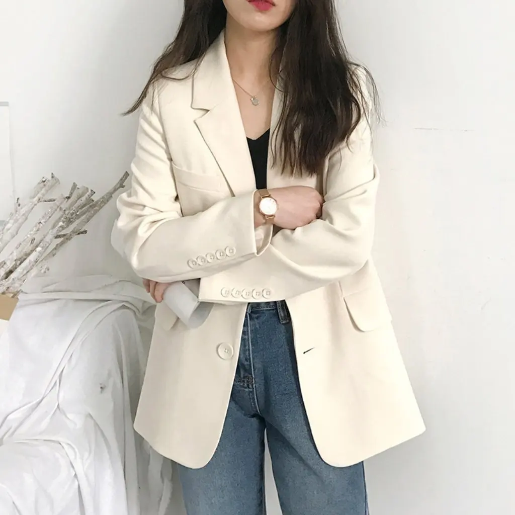 

Women's Small Suit Jacket Korean Style Casual Loose Top for Spring Autumn British Fashion Popular Internet