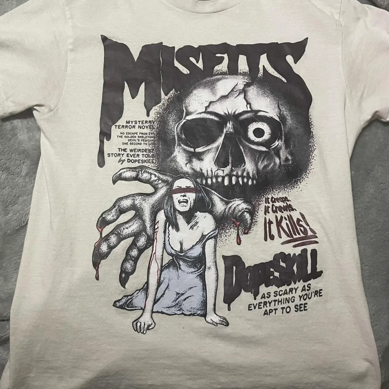 90s Misfits Band Dopeskill Basic Style Black T shirt Remake tee NH27008