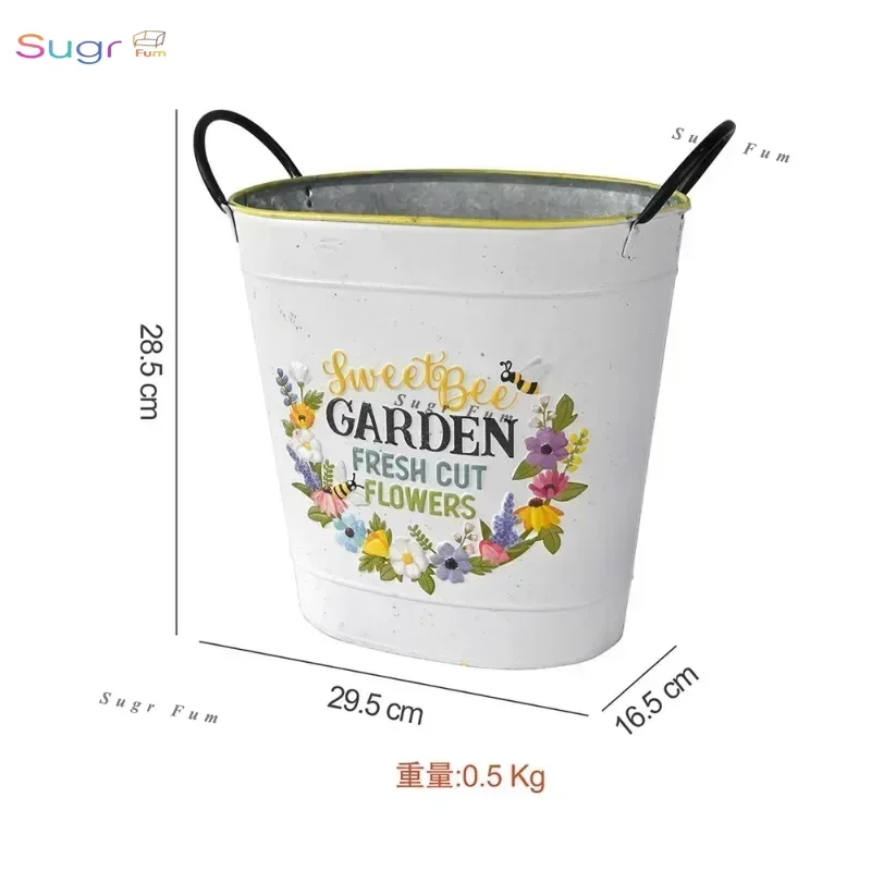 

- New iron wood bee 3D wall-mounted house decoration storage pot flower device garden decoration grocery decoration