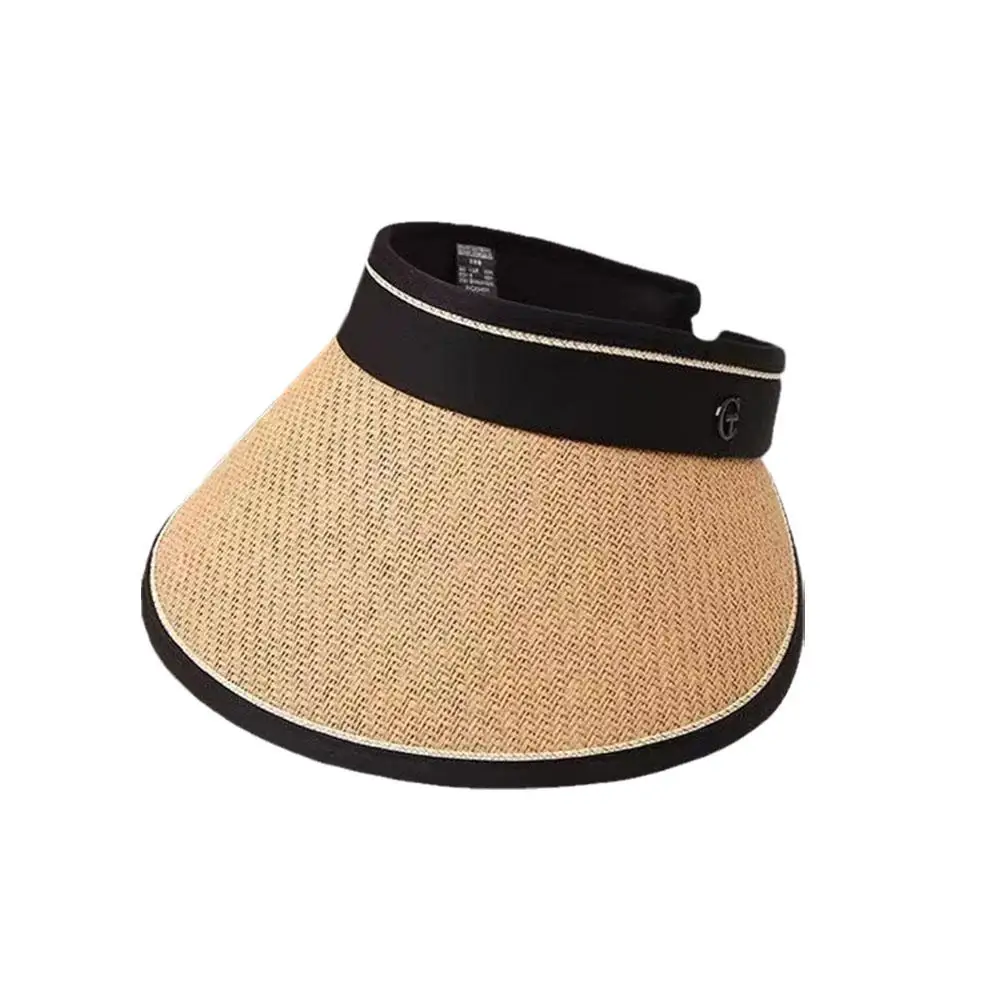 Sombrero de protección solar plegable para mujer, sombrero de paja informal a la moda, protección solar para exteriores, sombrilla de playa para