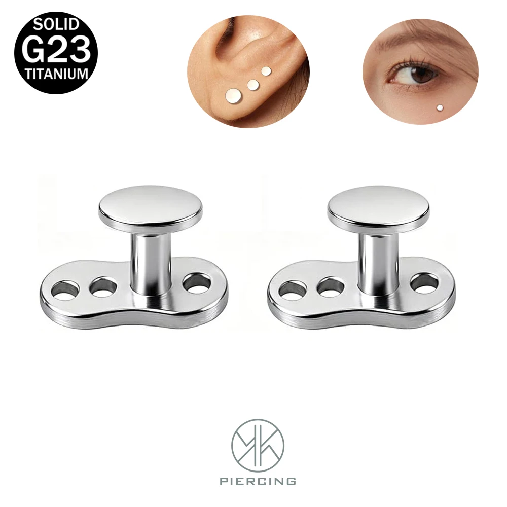 14G Round Disc Dermal Anchor Tops and Base G23 Titanium Internally Threaded Microdermal Surface Skin Piercing Stud Body Jewelry