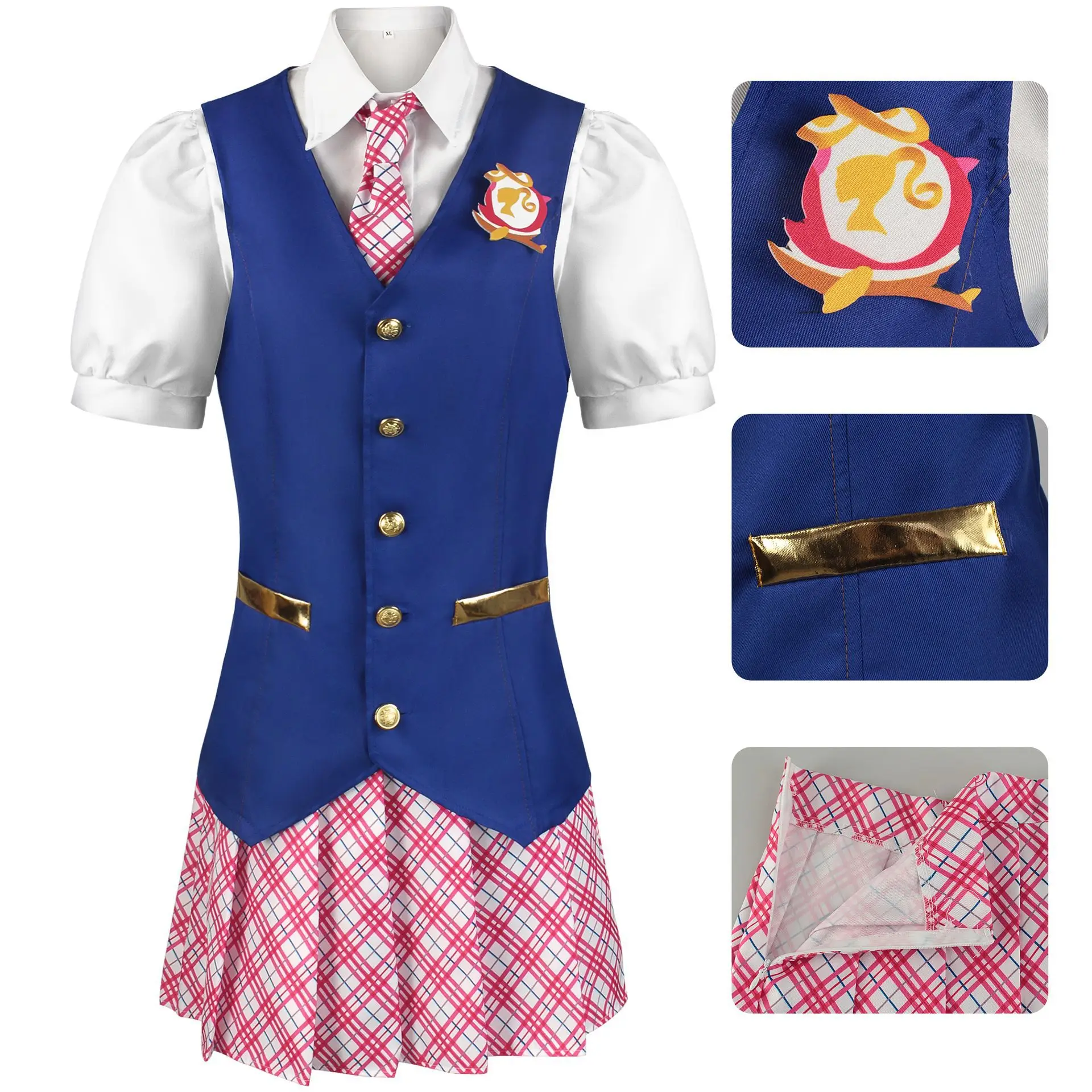 

Anime Cosplay Princess Academy Uniform Pink Elegant Dress Halloween Performance Outfit