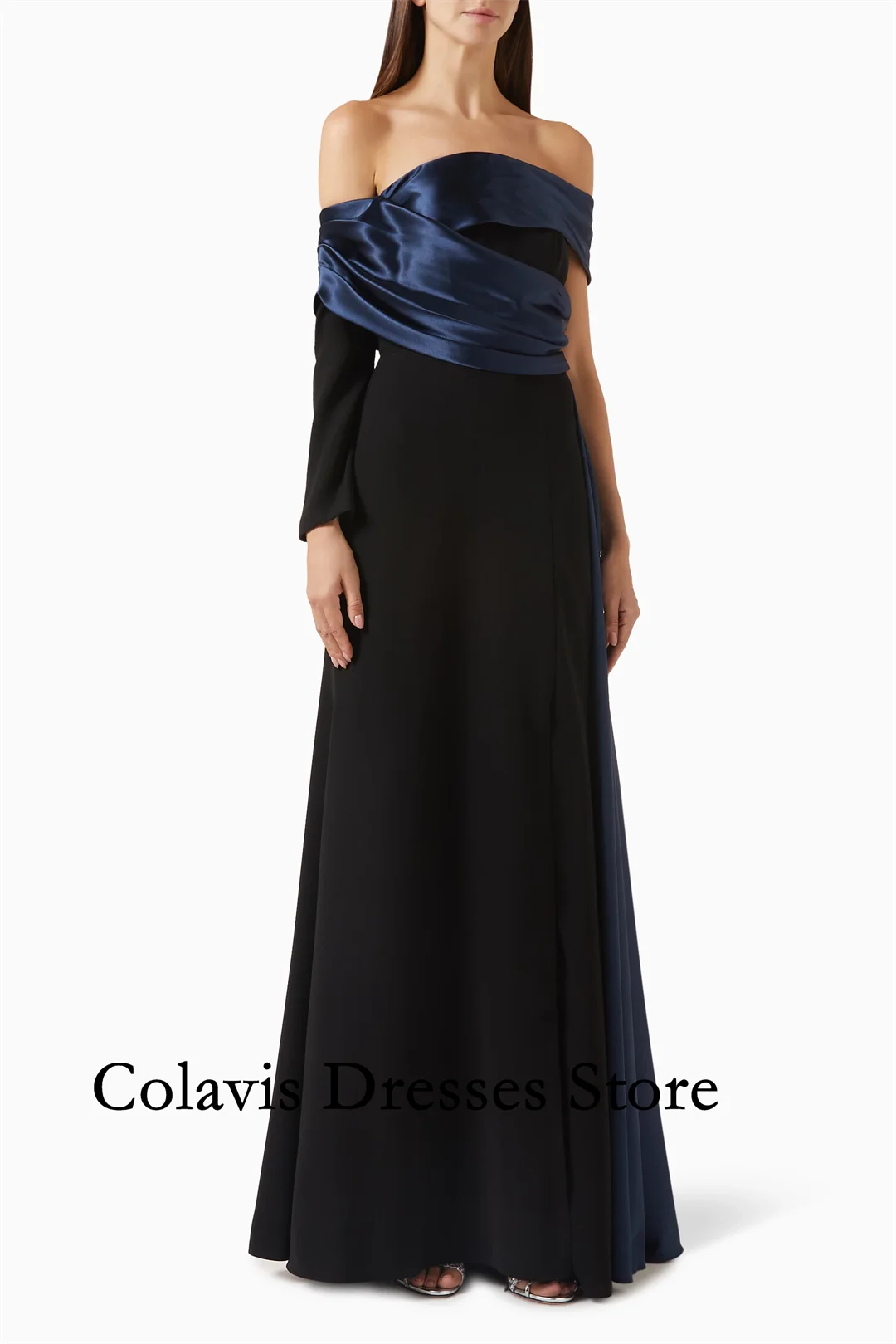 

2025 Customized One-Shoulder Long Sleeves Mermaid Crepe Satin Prom Dresses Evening Dress Women Evening Gowns Formal Party Dress