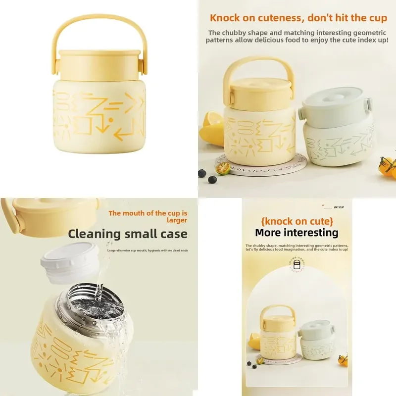 Stew cup thermal insulation large capacity stew can to work students stainless steel bento box bucket WR703