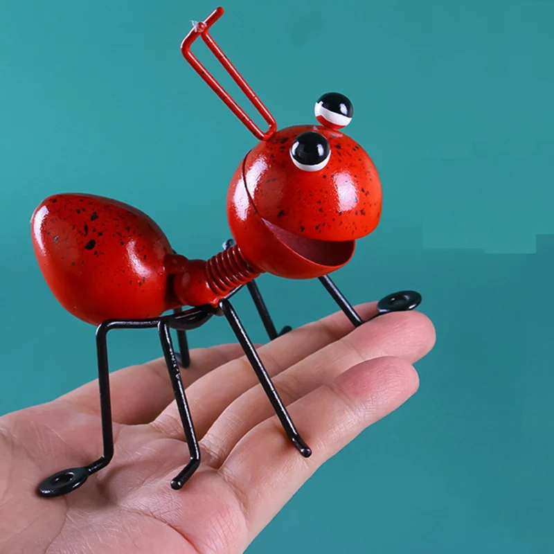 New Wrought Iron Ant Ornaments Garden Wrought Iron Decoration Potted Computer Desktop Ornaments Kids Toys Play House Cute Gift