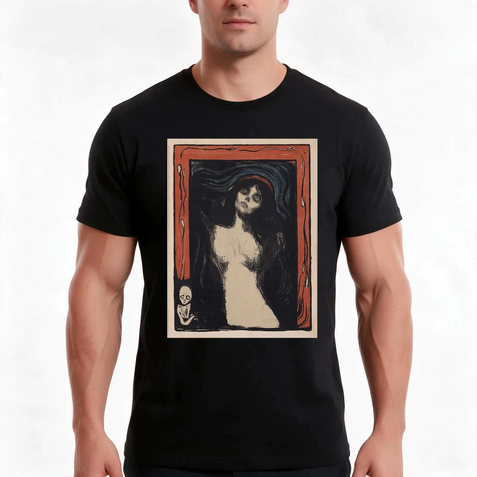 MADONNA - EDVARD MUNCH Poster T-Shirt Summer Casual Cotton Tee Oversized Streetwear Tops Vintage Graphic Print 100% Cotton