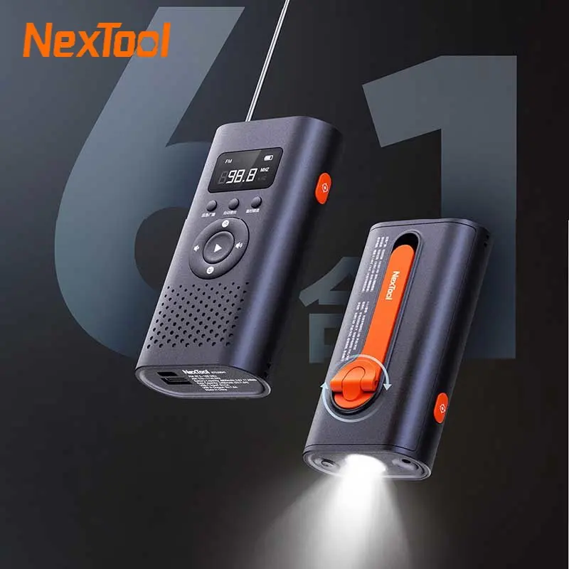 

Nextool 6-в-1 AM FM-радио фонарик ручной генератор энергии аварийное оповещение Лазерный фонарь 4500 мАч Внешний аккумулятор для кемпинга