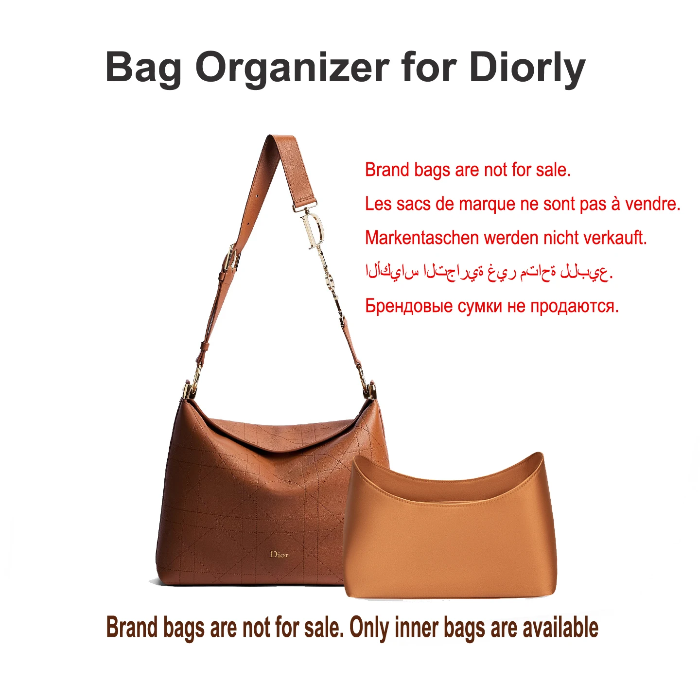 Bag Organizer Insert For Diorly Bag Satin Multifunctional Handbag Organizer Inside Liner Purse Shape‑Keeping Insert Accessories