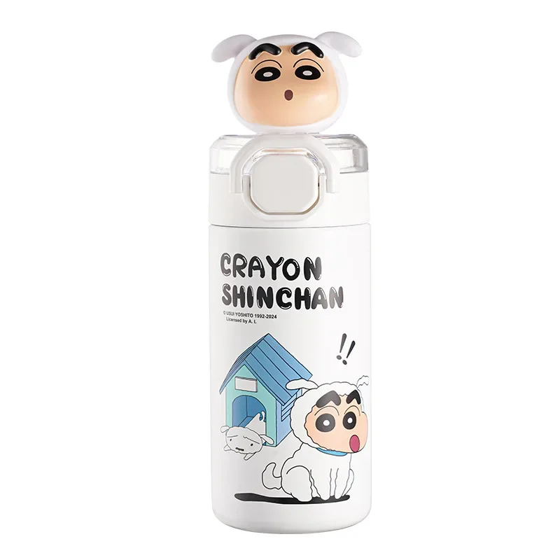 New Anime Crayon Shin-Chan Straw Insulated Cup Cute Student Cartoon Straw Cup 304 Children\'S Stainless Steel Water Cup Portable