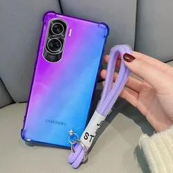 Wrist Chain Wristband Case For Xiaomi POCO X7 Pro X 7 X7Pro Gradient Soft Silicone Shockproof Back Cover For Redmi Turbo 4 3
