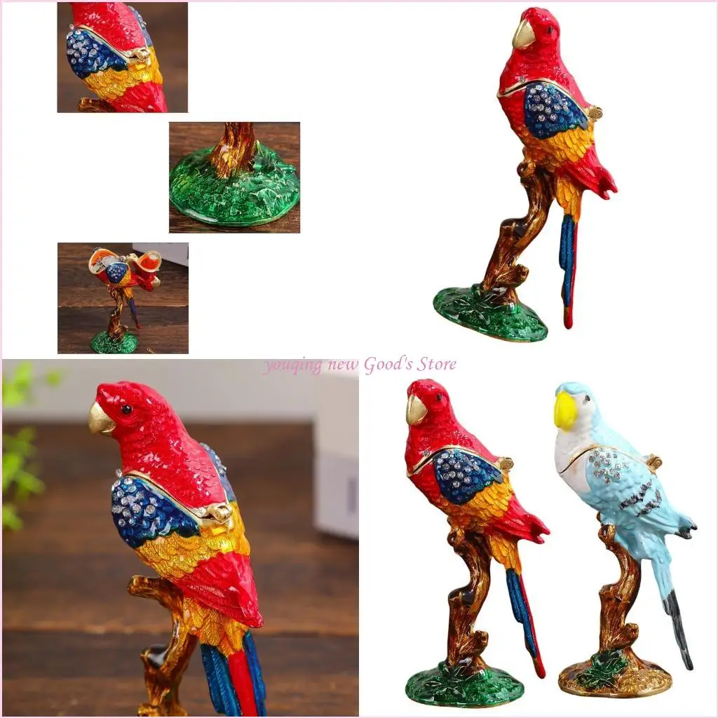 57QA Bird Ring Holder Box with Jeweled Finish for Dresser Top Display