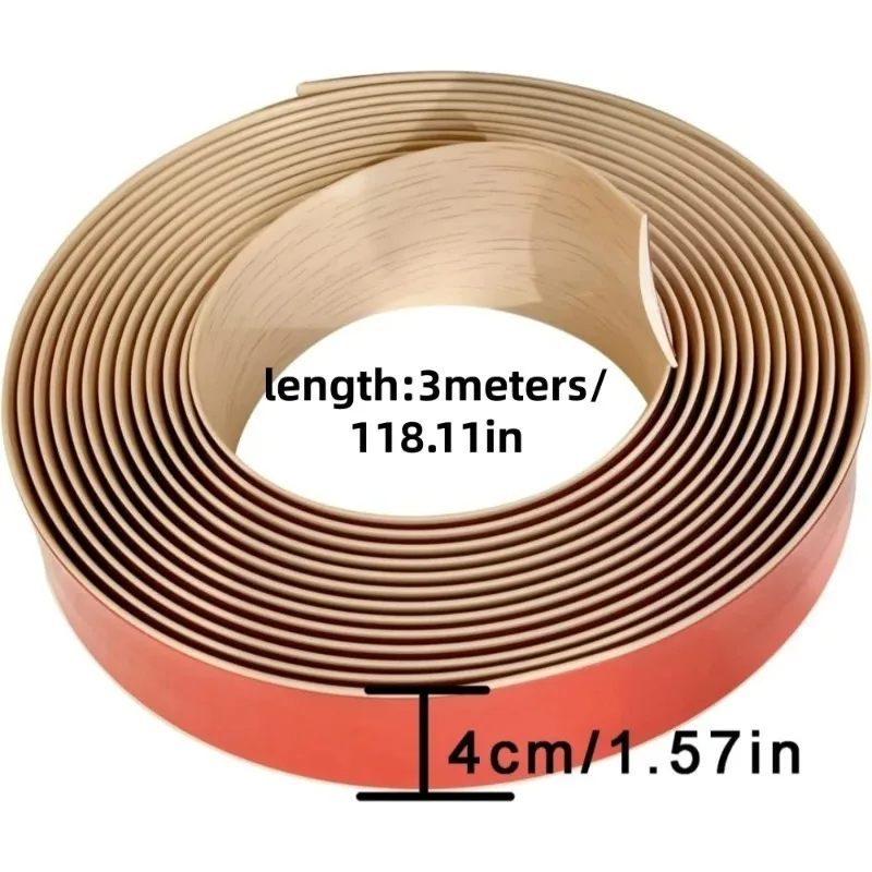 1PC 3Meters Self Adhesive PVC Floor Transition Strip Flexible Flat Divider Seam Cover Trim for Doorway Flooring Joint Finish