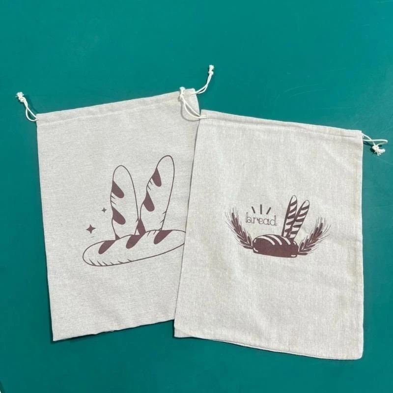 Stylish Linen Drawstring Bag for Bread and Fruits Convenient Bread Storage Bags