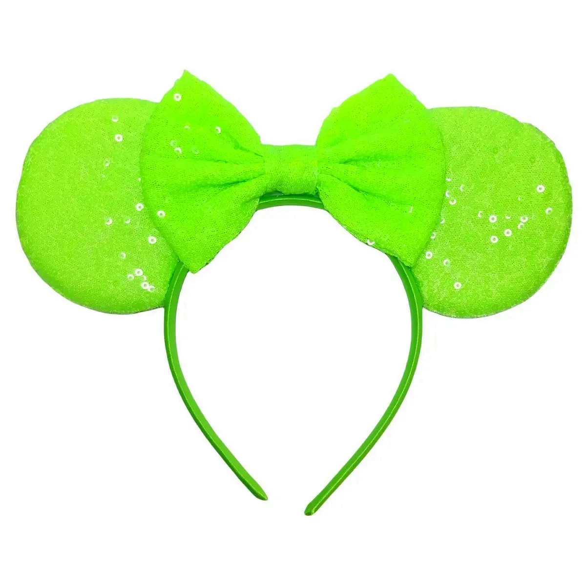 New Fluorescent Colors Mouse Ears Headband For Girls Shinny Sequin Bow Hairband Festival Party Cosplay DIY Hair Accessories