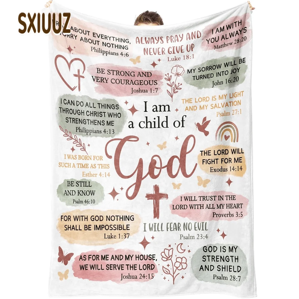 Christian Scripture Flannel Blanket Christian Cross Butterfly Faith Quote Throw Blanket for Sofa Bed Couch Bedroom Living Room Religious Home Decor Prayer Gift Church Gift Cozy Nap Blanket Office Travel Inspirational Bedding Spiritual Room Accent
