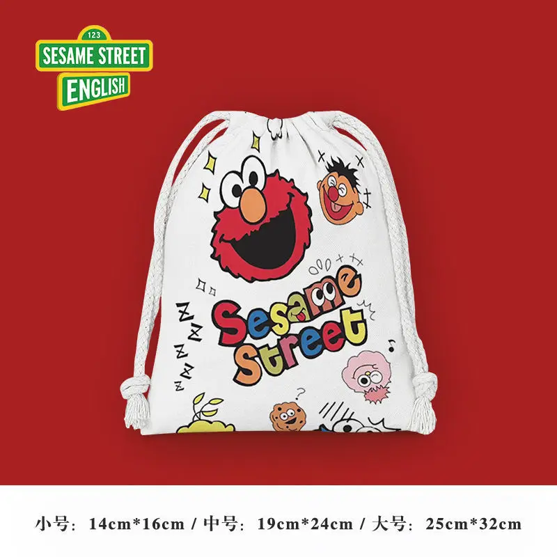 Nueva Barrio Sésamo Elmo pájaro grande dibujos animados lindo bolsillo con cordón bolsa de almacenamiento bolsa de lavado portátil bolsa de cosméticos al por mayor