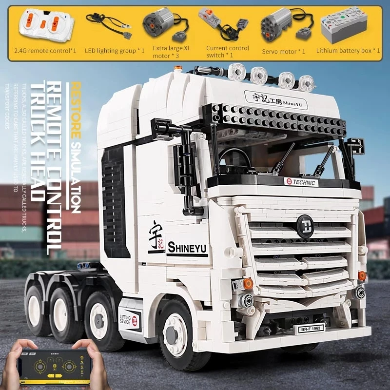 

High-tech YC-GC004 APP Remote Control Truck Arocs Car Container Step Deck Trailer Building Blocks Kids Birthday Gifts Toys 42100