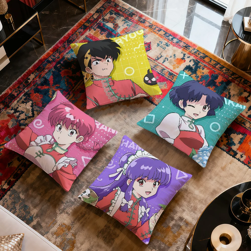anime cute art R-Ranma Akane Tendo r-Ranma Saotome s-Shampoo soft pillow cover Sofa Home Living Room Decor hogar pillowcase