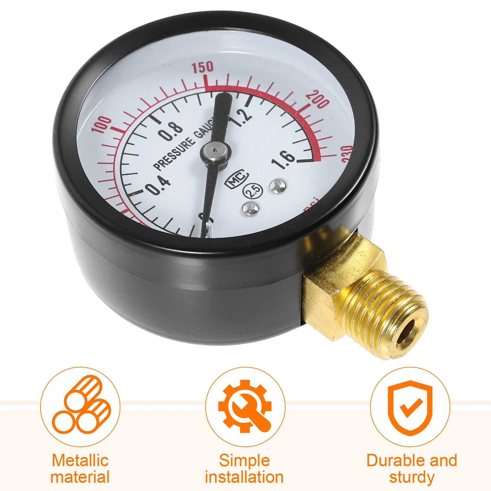 Портативный измеритель давления для попкорна, прочный манометр для воздушного компрессора, простая установка, инструмент для измерения стабильной производительности