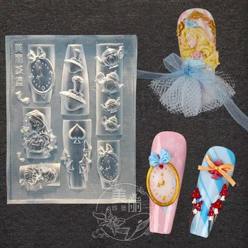 DIY 실리콘 몰드 네일 아트 템플릿, 풍선 토끼 버섯, 3D 아크릴 몰드 네일 아트 장식, 1 개