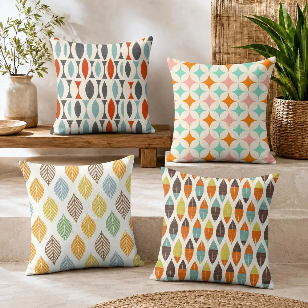 Mid Century Modern Cushion Cover Premium Linen Pillow Cover Durable Soft Breathable Washable Home Decor Cushion Case