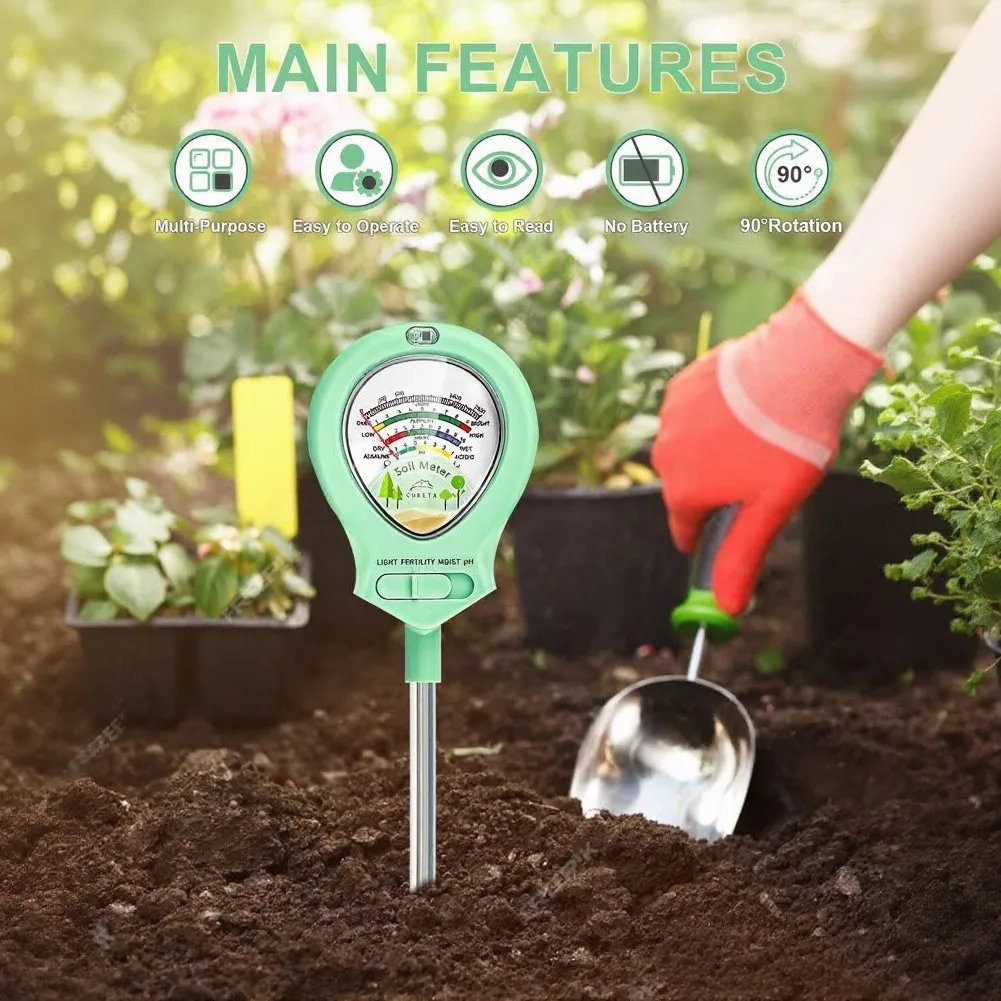 4-in-1 Soil Moisture Meter Acidity Level Tester With Digital Display PH Value & Light Intensity Measurement Accurate Plant Care