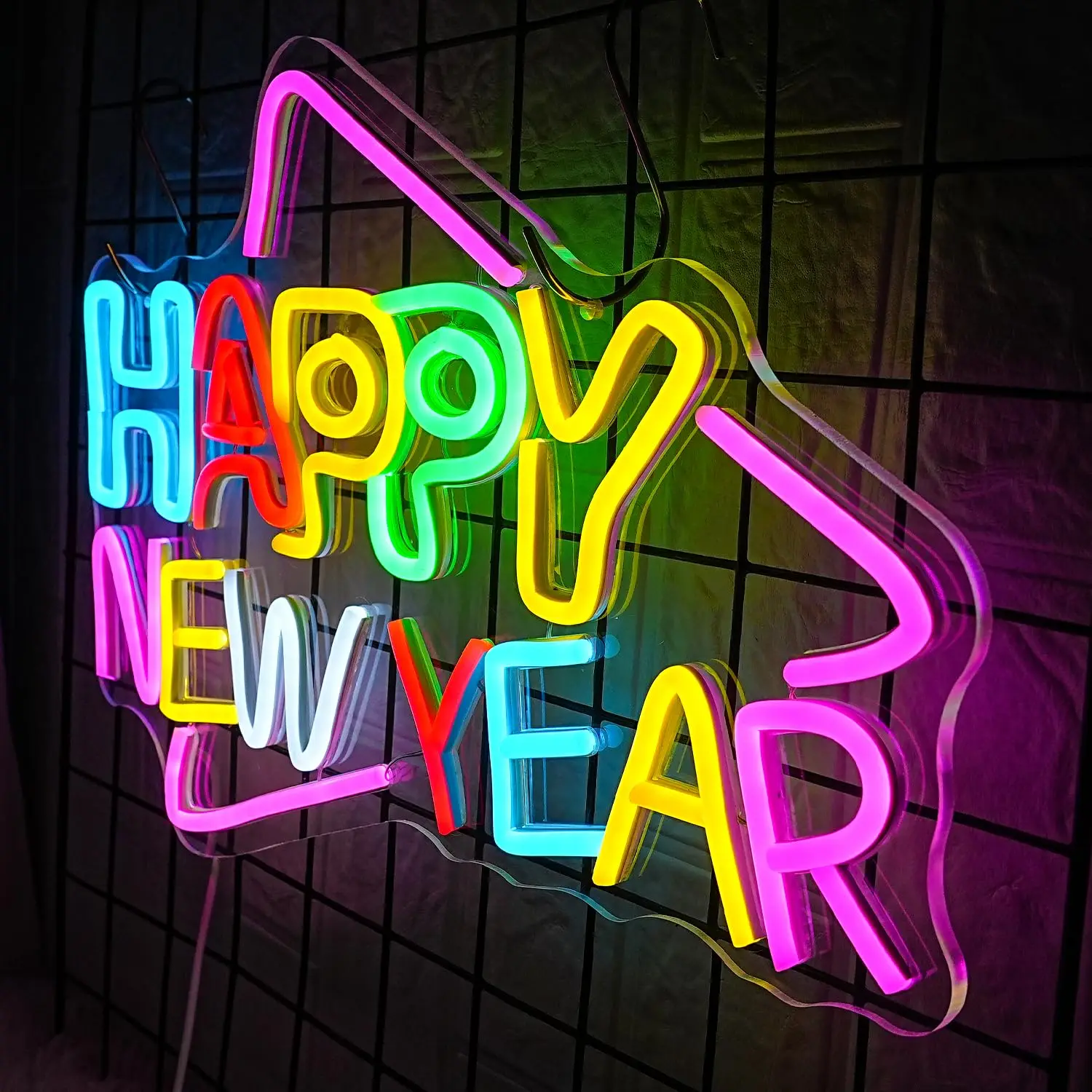 سنة جديدة سعيدة النيون علامة LED ملونة النيون تسجيل عيد الميلاد جدار ديكور فني لعيد الميلاد هتاف عيد الميلاد لافتات حفلة
