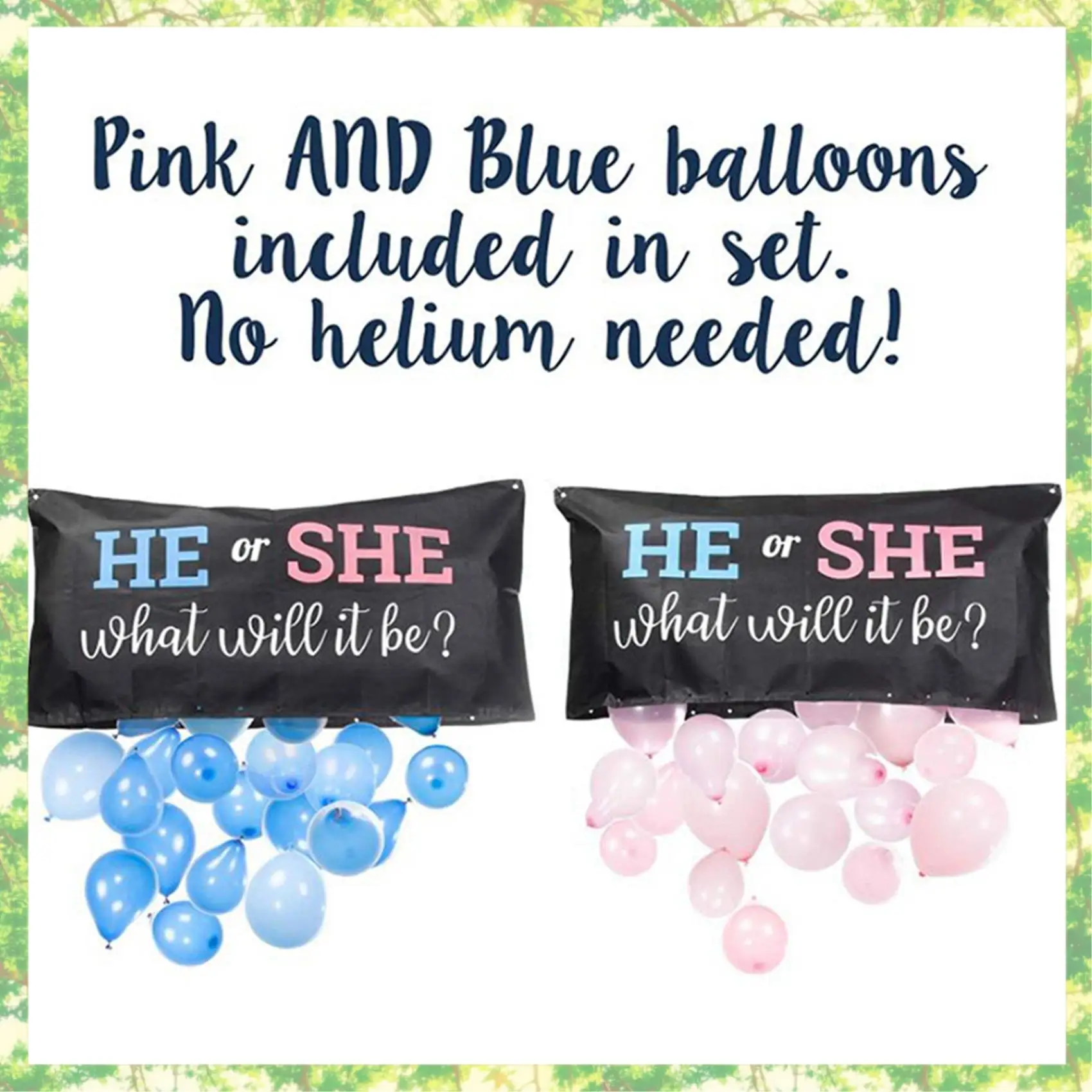 T84C-2X L'aggiunta perfetta al tuo genere Rivela le forniture per feste Gender Reveal Borsa per palloncini Ragazzo o ragazza