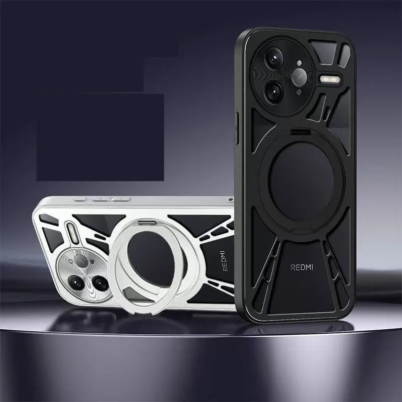

For POCO X7 Pro Phone case, POCO F7 Ultra F7 Pro Metal Frame hollow heat dissipation magnetic bracket protective case fundas