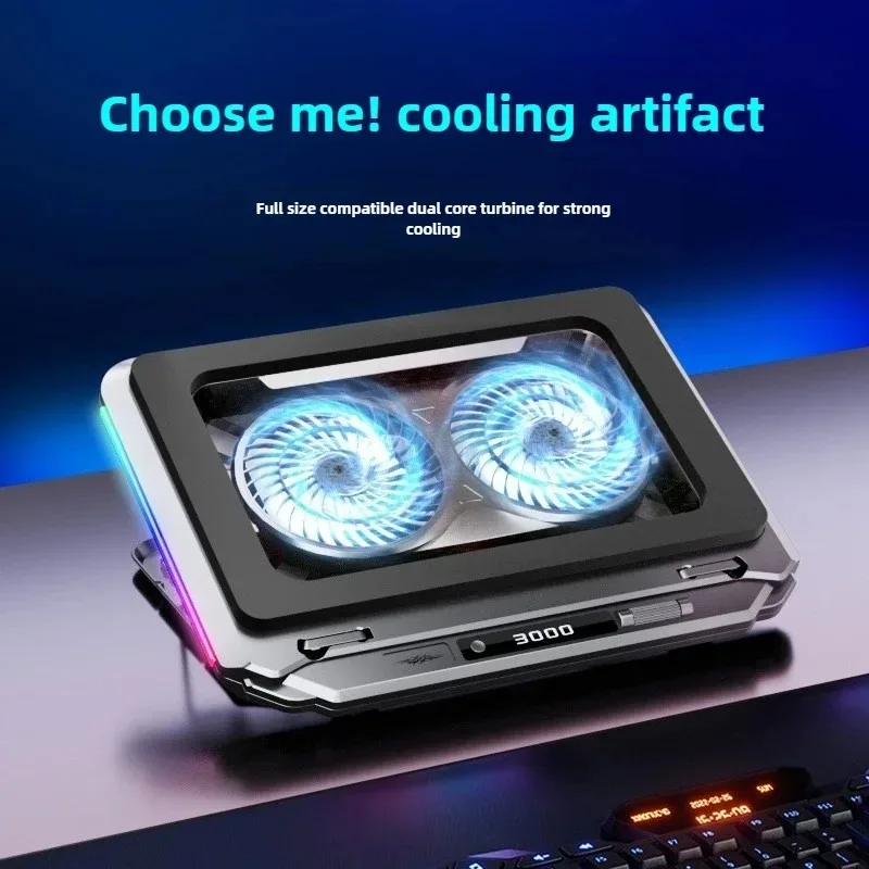 Gaming Laptop Cooling Pad for 15-21'' Notebook Cooler Stand RGB Light 2 Fans Adjustable Laptop Bracket Radiator Cooling Base